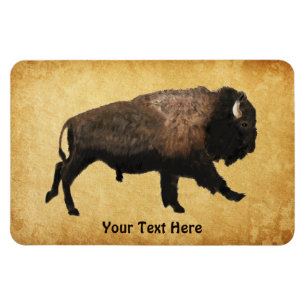 Galloping Bison på gammal Papper Magnet