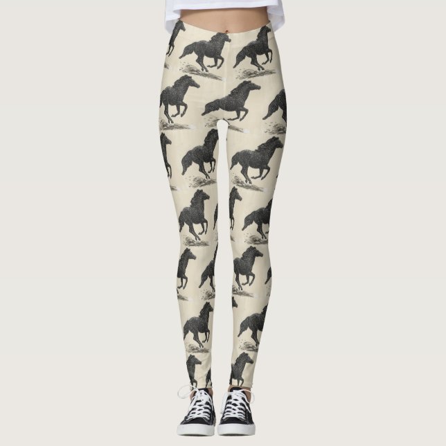 Galloping Black Horse Leggings (Framsida)