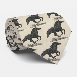 Galloping Black Horse Tie Slips
