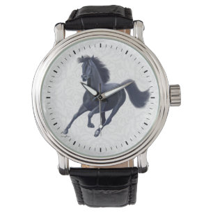 Galloping Black Thoroughborn Horse Watch Armbandsur