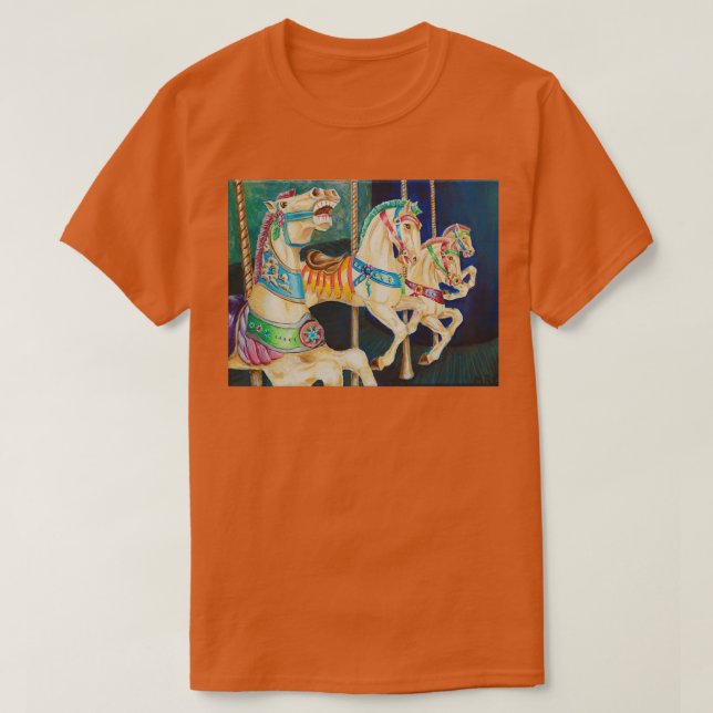 Galloping Carousel Horses T Shirt (Design framsida)