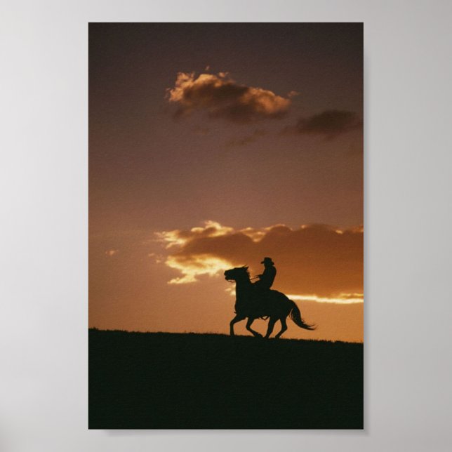 Galloping Cowboy Silhouette Poster (Framsidan)