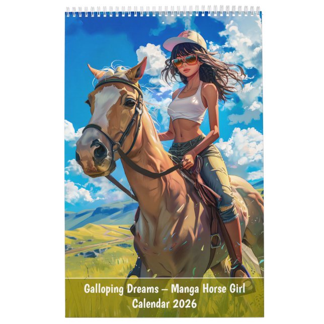 Galloping Dreams – Manga Horse Girl Calendar 2026 Kalender (Omslag)
