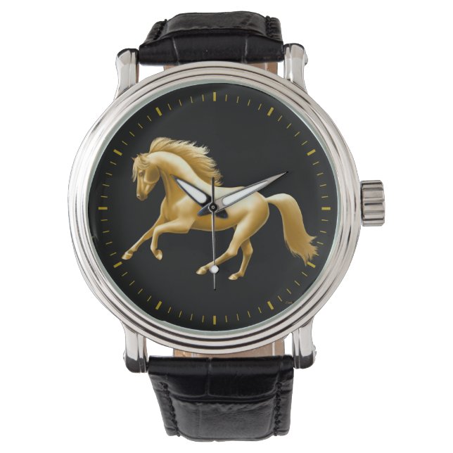 Galloping Golden Horse Watch Armbandsur (Framsida)