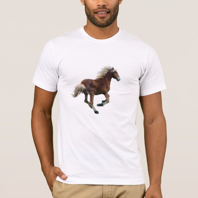 Galloping Haflinger Palomino Horse-Älskare Tee (Framsida)