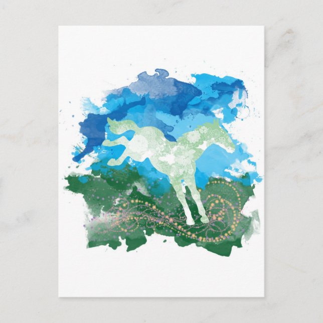 Galloping Häst Vykort (Framsida)