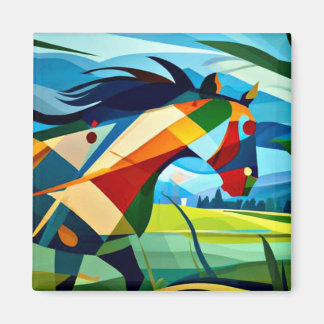 Galloping Horse i ängsmark Magnet