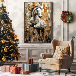 Galloping Horse in Dynamic Impasto Art Canvastryck