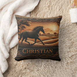 Galloping Horse in Scenia Ligcape at Sunset Kudde