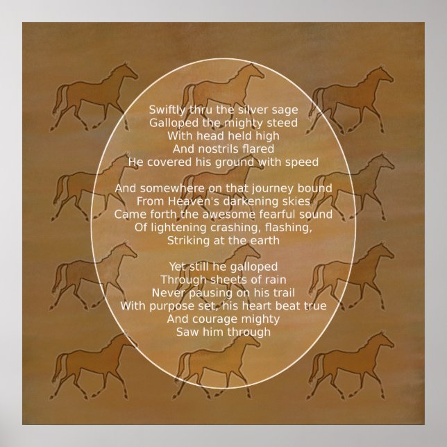 Galloping Horse Motivational Dikt Poster (Framsidan)