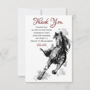 Galloping Horse Sketch Flat Birthday Tack Kort