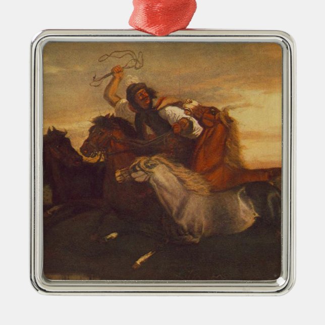 Galloping Outlaw (Cowboy on Horseback) (Hästar) Julgransprydnad Metall (Framsidan)