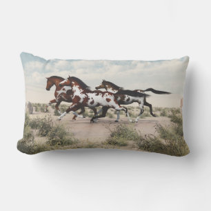 Galloping Paint Horses Lumbar Pillow Lumbarkudde