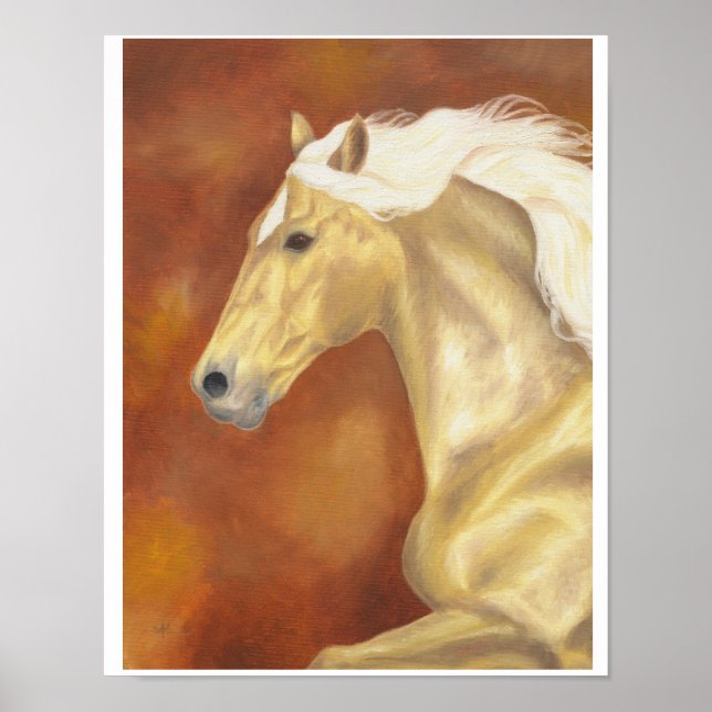 Galloping palomino-utskrift 11"x14" poster (Framsidan)