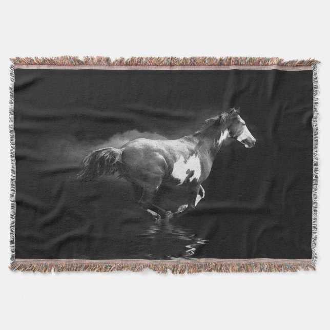 Galloping Pinto Horse and Smoke western-stil Filt (Framsidan)