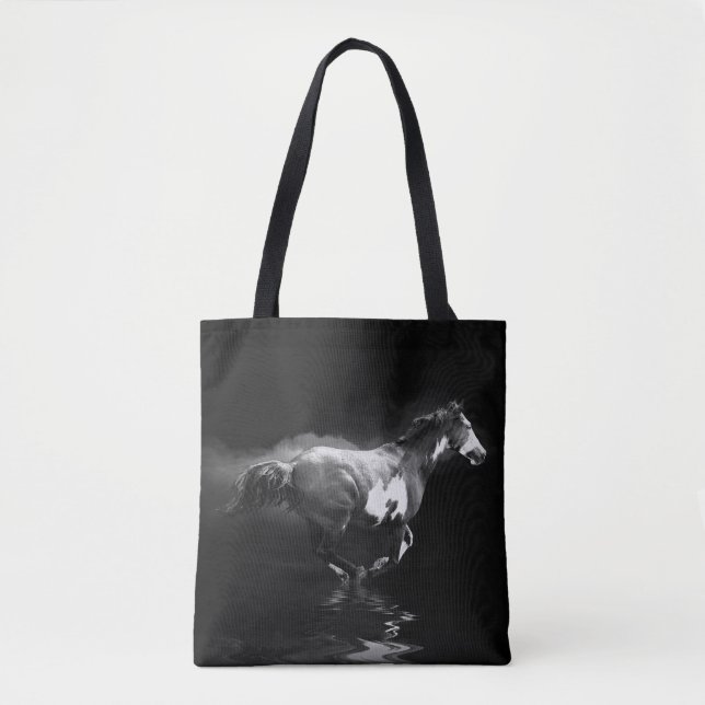 Galloping Pinto Horse and Smoke western-stil Tygkasse (Framsida)