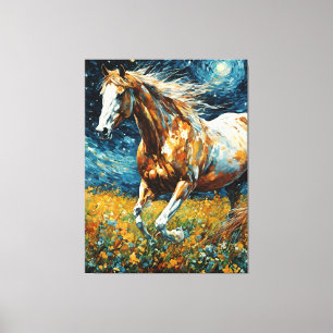 Galloping Pinto Stallion Van Gogh Canvastryck