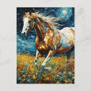 Galloping Pinto Stallion Van Gogh Vykort