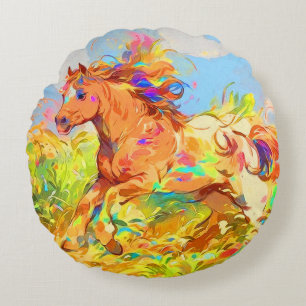 Galloping Pony - Children's Bok Art Rund Kudde