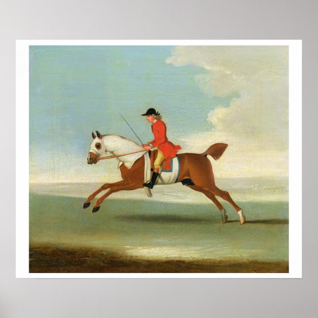 Galloping Racehorse och monterad Jockey in Red (ol Poster (Framsidan)