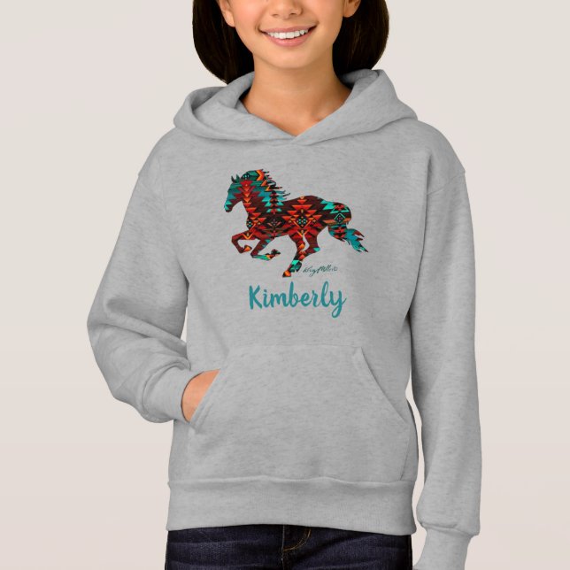 Galloping Southwest Horse Silhouette T Shirt (Framsida)
