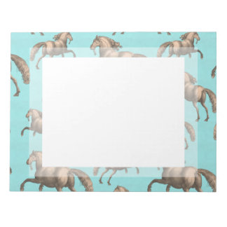 Galloping Spain Stallions Aqua Background Anteckningsblock