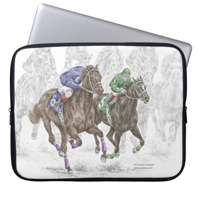 Galloping Tävling Horses Laptop Sleeve (Framsidan)