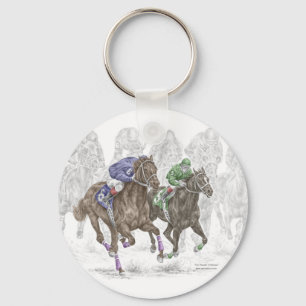 Galloping Tävling Horses Nyckelring