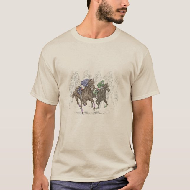 Galloping Tävling Horses Tee Shirt (Framsida)