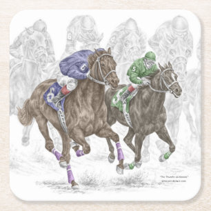 Galloping Tävling Horses Underlägg Papper Kvadrat