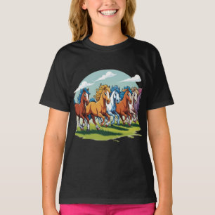 Galloping Tecknad Horses - Animerad Herd T Shirt