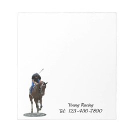 Galloping Thoroughborn Horse and Rider Antecknings Anteckningsblock