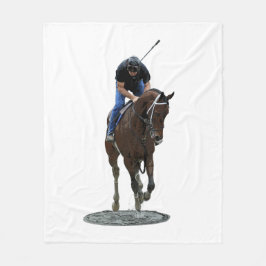 Galloping Thoroughborn Horse and Rider Blanket Fleecefilt