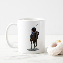 Galloping Thoroughborn Horse and Rider Coffee Mugg