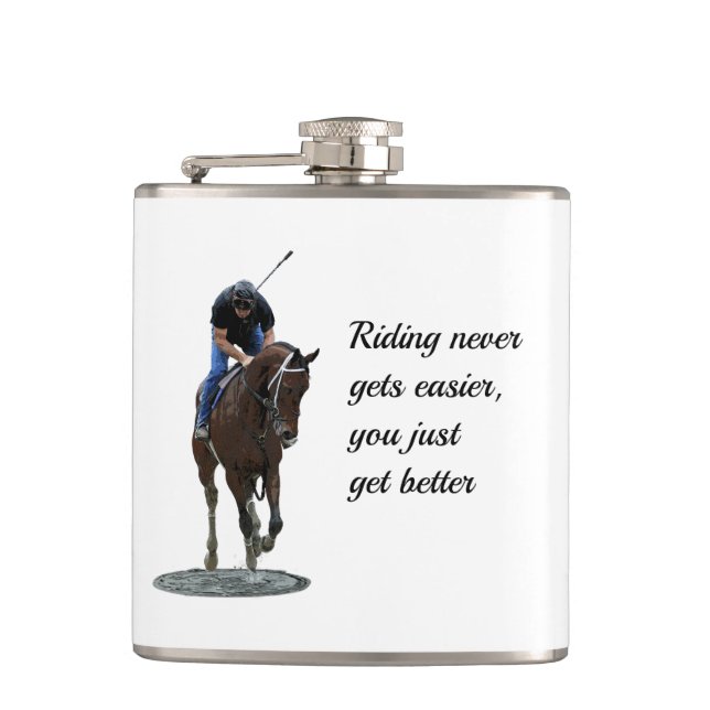 Galloping Thoroughborn Horse and Rider Drink Flask Fickplunta (Framsidan)