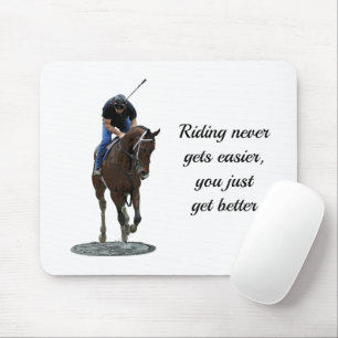 Galloping Thoroughborn Horse and Rider Mouse Pad Musmatta
