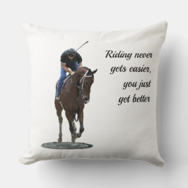 Galloping Thoroughborn Horse and Rider Pillow Kudde