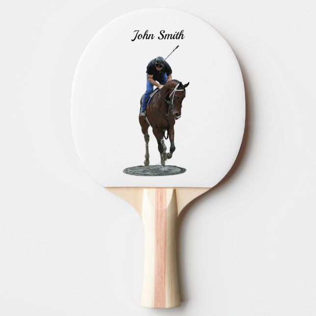 Galloping Thoroughborn Horse and Rider Pong Paddle Pingisracket (Framsidan)