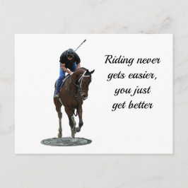 Galloping Thoroughborn Horse and Rider Postcard Vykort