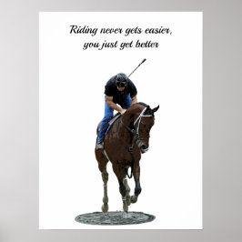 Galloping Thoroughborn Horse and Rider Poster