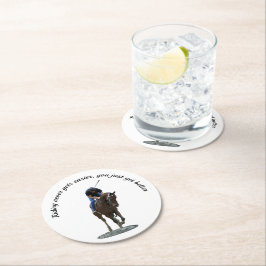 Galloping Thoroughborn Horse Papper Underlägg Rund