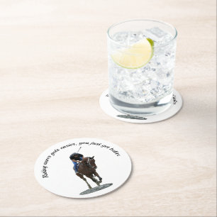Galloping Thoroughborn Horse Papper Underlägg Rund