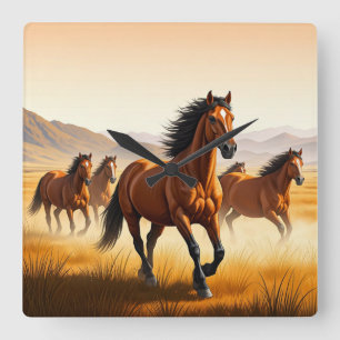 Galloping through time: Horse Inspired Clocks Fyrkantig Klocka