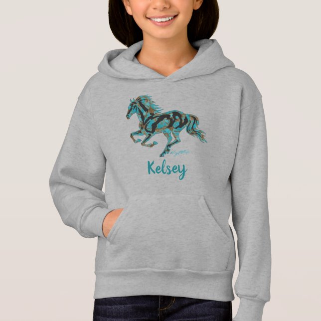 Galloping Turcos Horse Silhoutte T Shirt (Framsida)