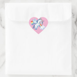 Galloping Unicorn Cupid’s Love Magic Hjärtformat Klistermärke