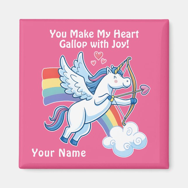 Galloping Unicorn Cupid’s Love Magic  Magnet (Framsidan)
