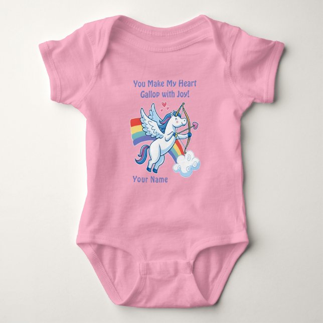 Galloping Unicorn Cupid’s Love Magic  T Shirt (Framsida)