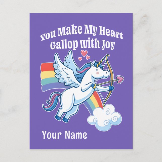 Galloping Unicorn Cupid’s Love Magic  Vykort (Framsida)