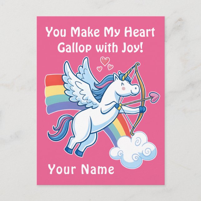 Galloping Unicorn Cupid’s Love Magic  Vykort (Framsida)