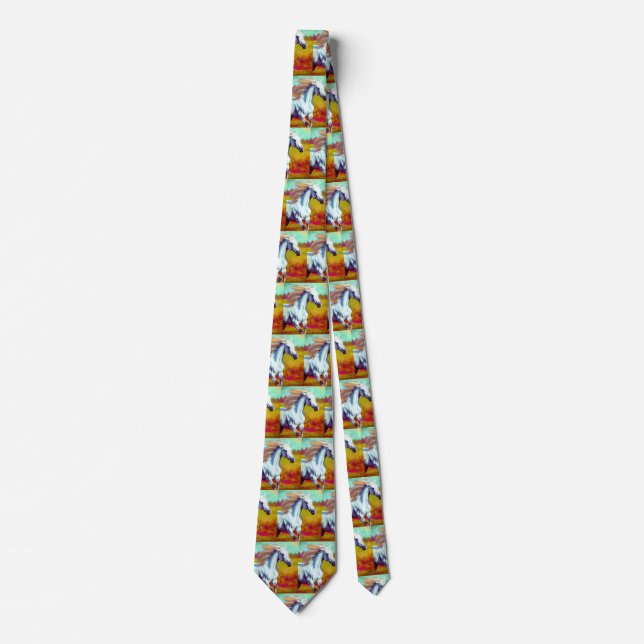 Galloping White Horse Necktie Slips (Framsida)